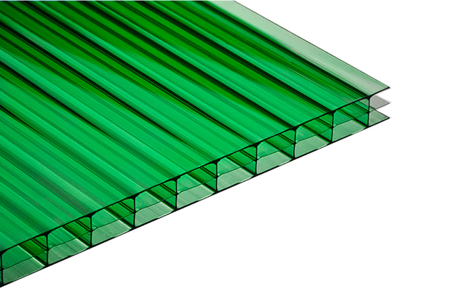 Сотовый поликарбонат, зеленый, 4 мм