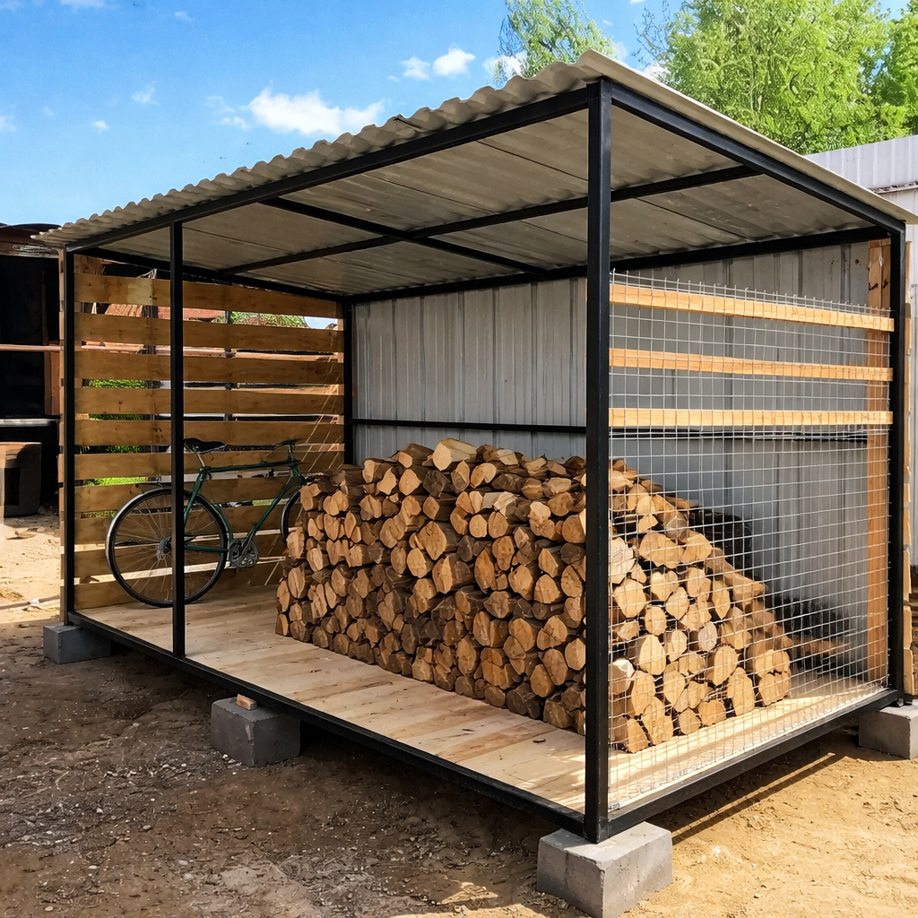 Дровница из некондиционного профлиста: Как сделать своими руками
