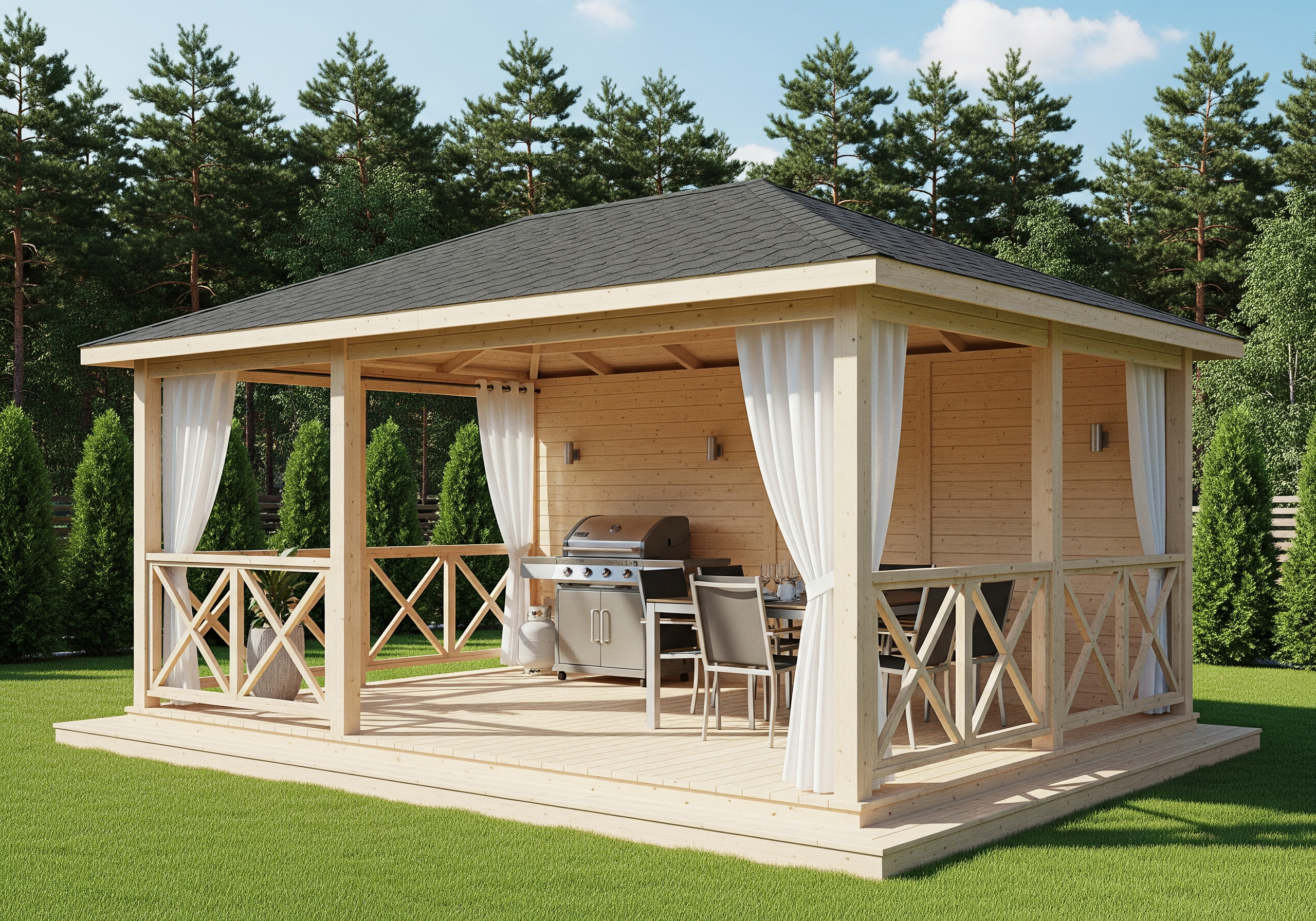 Как сделать деревянную беседку своими руками: варианты, подробная инструкция, фото