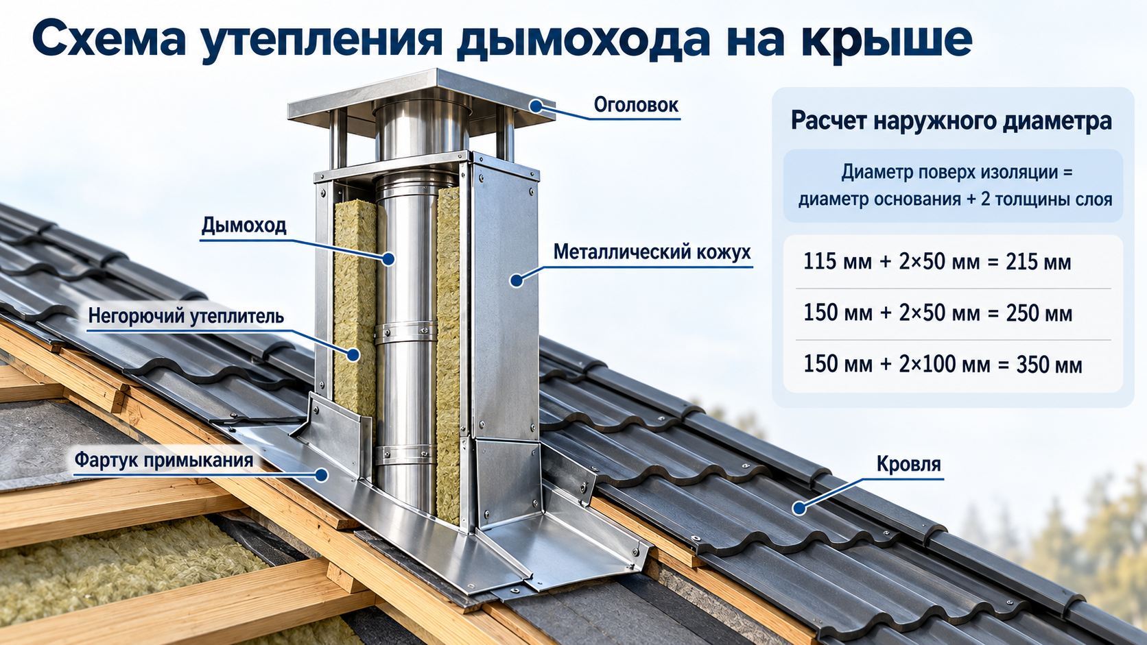 Как утеплить дымоход на крыше