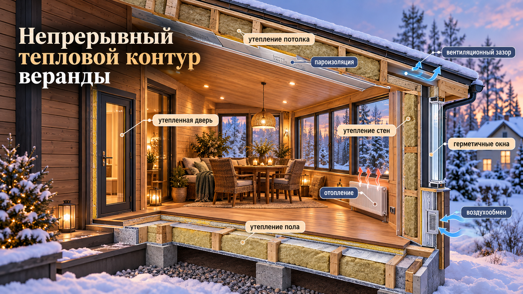 Как утеплить веранду для зимнего проживания