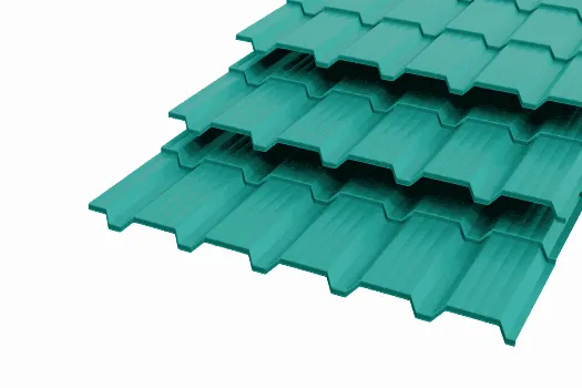 Металлочерепица "Каскад" Polyester 0,5 RAL 5021 Морская волна смотреть фото