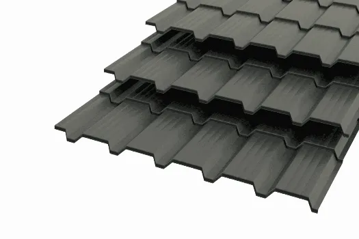 Металлочерепица "Каскад" Polyester 0,5 RAL 7016 Антрацитово-серый смотреть фото