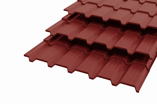 Металлочерепица "Каскад" Polyester 0,5 RAL 3005 Красное вино смотреть фото